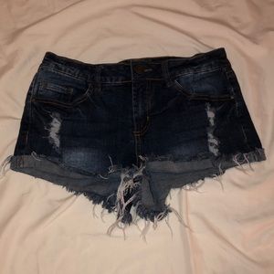 Fringe jean shorts